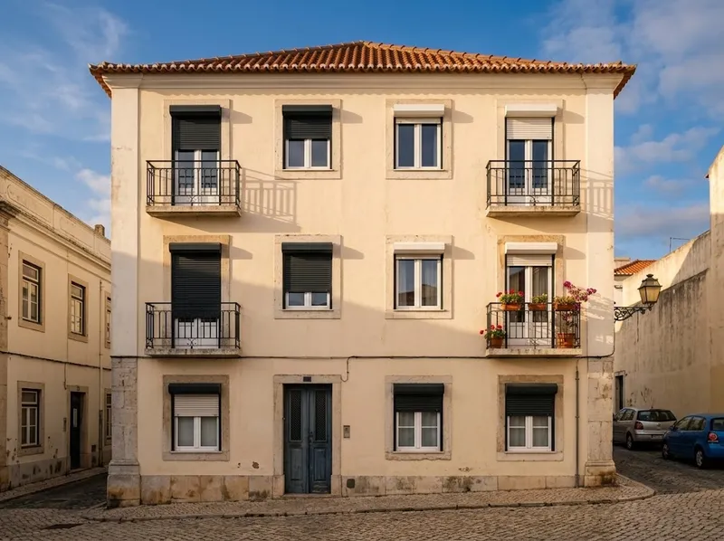 Estores numa fachada residencial